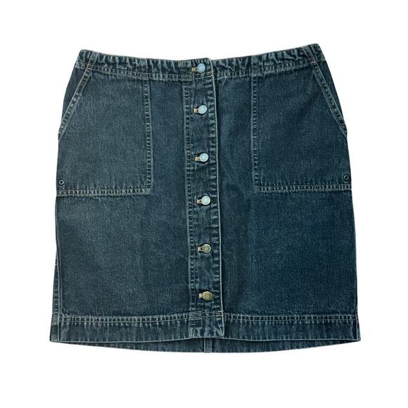 LAUREN JEANS CO. Ralph Lauren Button Front Black Wash Denim Mini Skirt Sz 10P - Picture 2 of 11